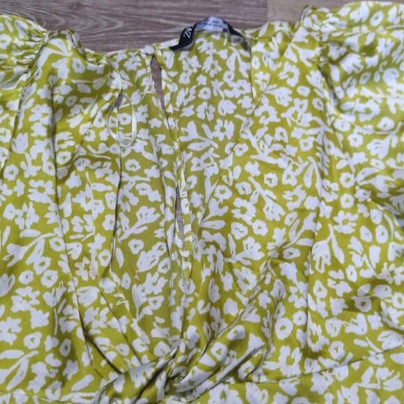 NWOT Zara XL Dress Green Floral Mini Ruffle Coquette Fairy Cottage Core - Picture 6 of 6
